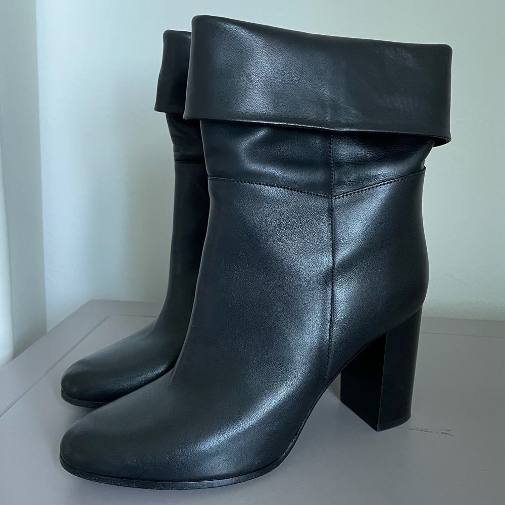 Maje black leather heeled booties 37